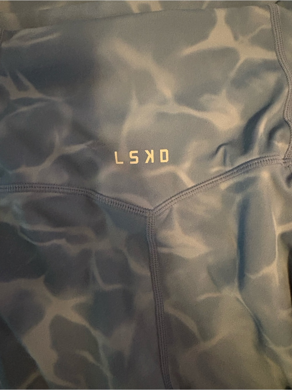 LSKD High-Waist Blue Water-Print Leggings with Matching Strappy Sports Bra - Picture 5 of 5